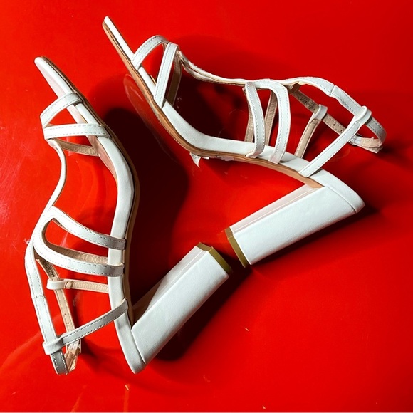 Le Château White Strappy Sandals EU38 Summer Wedding Prom 4in Heels - Picture 3 of 13